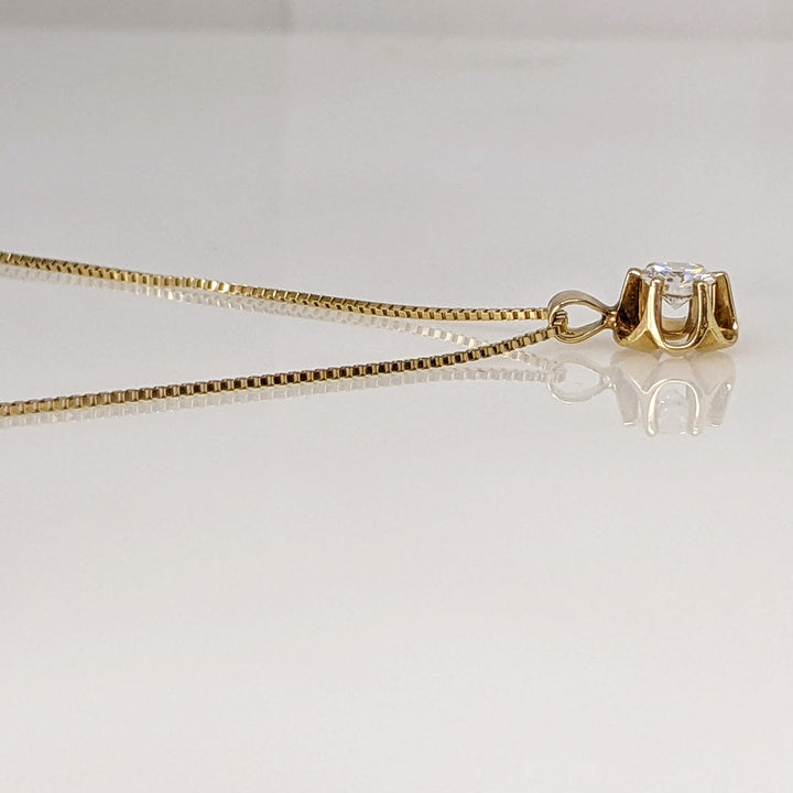 14K .36 CARAT TOTAL WEIGHT VS1 H DIAMOND ROUND ESTATE PENDANT & CHAIN 2.5 GRAMS