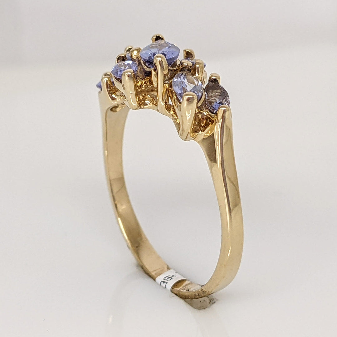 14K TANZANITE MARQUISE (7) ESTATE RING 3.3 GRAMS