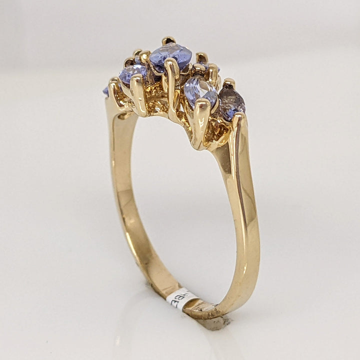 14K TANZANITE MARQUISE (7) ESTATE RING 3.3 GRAMS