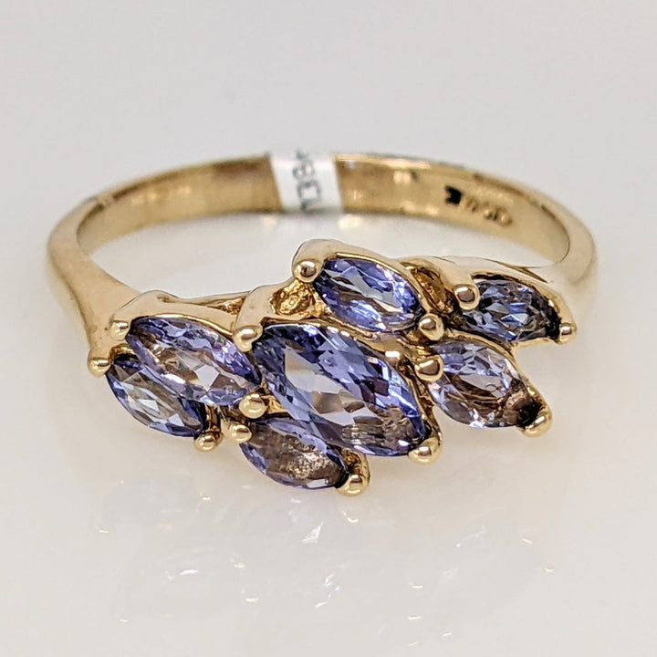 14K TANZANITE MARQUISE (7) ESTATE RING 3.3 GRAMS