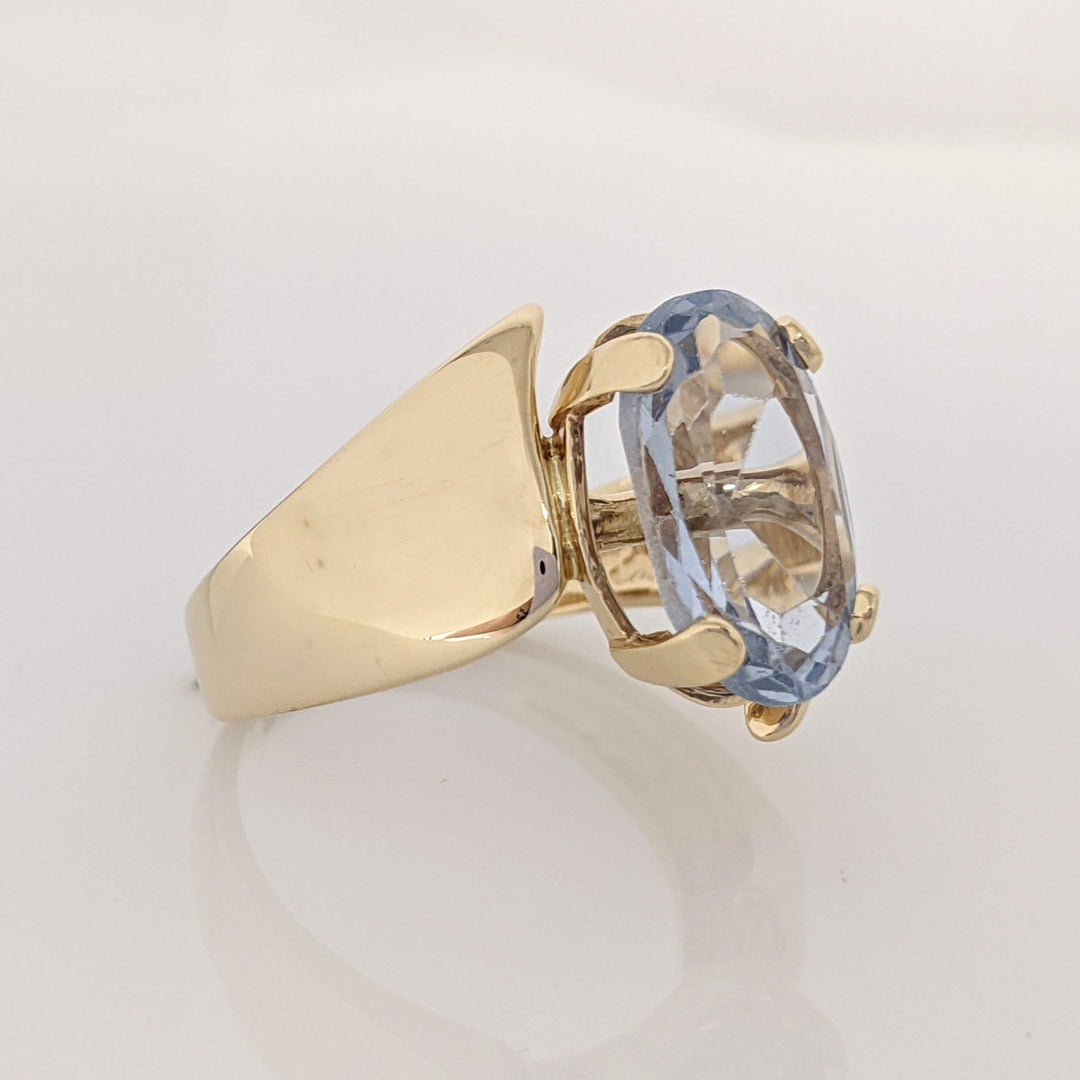14K BLUE TOPAZ OVAL 9X14 BYPASS ESTATE RING 8.0 GRAMS