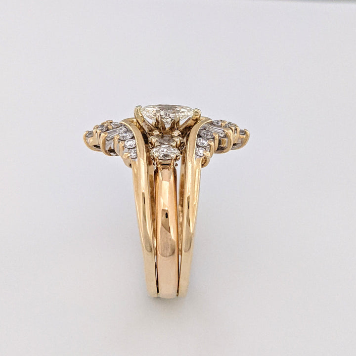 14K 1.48 CARAT TOTAL WEIGHT VS2 K DIAMOND MARQUISE (5) ROUND (20) BAGUETTE (4) ESTATE RING 8.7 GRAMS