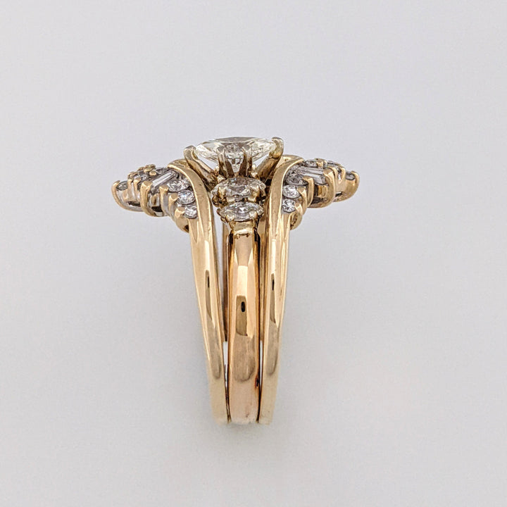 14K 1.48 CARAT TOTAL WEIGHT VS2 K DIAMOND MARQUISE (5) ROUND (20) BAGUETTE (4) ESTATE RING 8.7 GRAMS