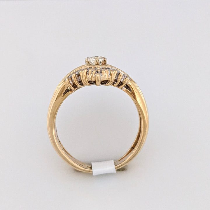 14K 1.48 CARAT TOTAL WEIGHT VS2 K DIAMOND MARQUISE (5) ROUND (20) BAGUETTE (4) ESTATE RING 8.7 GRAMS