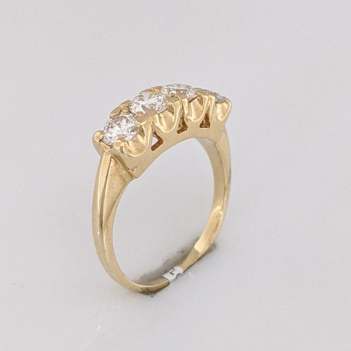 14K 1.04 CARAT TOTAL WEIGHT VS2 E-F DIAMOND ROUND (4) ESTATE BAND 3.9 GRAMS