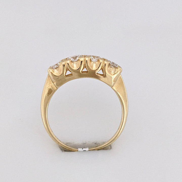 14K 1.04 CARAT TOTAL WEIGHT VS2 E-F DIAMOND ROUND (4) ESTATE BAND 3.9 GRAMS