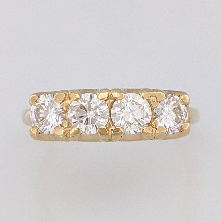 14K 1.04 CARAT TOTAL WEIGHT VS2 E-F DIAMOND ROUND (4) ESTATE BAND 3.9 GRAMS