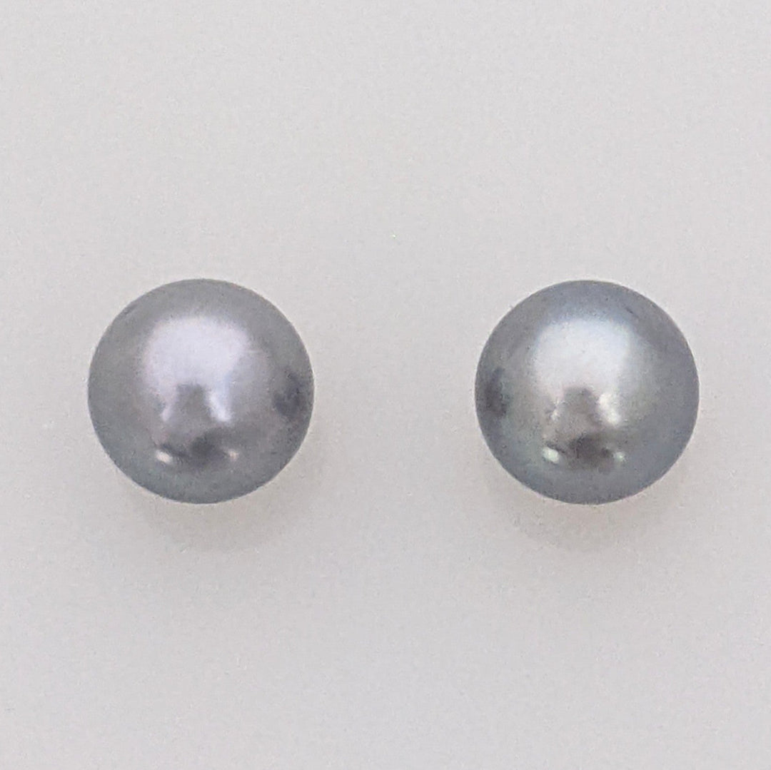14K CULTURED PEARL DYED BLUE 7.5MM ESTATE STUD EARRINGS 2.1 GRAMS