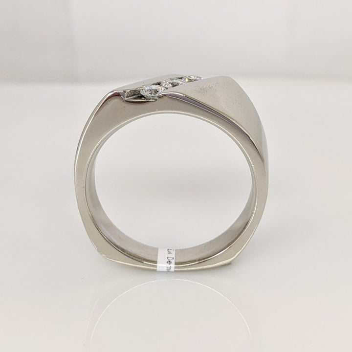 14K WHITE .54 CARAT TOTAL WEIGHT SI2 I DIAMOND ROUND (3) CHANNEL SET ESTATE BAND 16.4 GRAMS