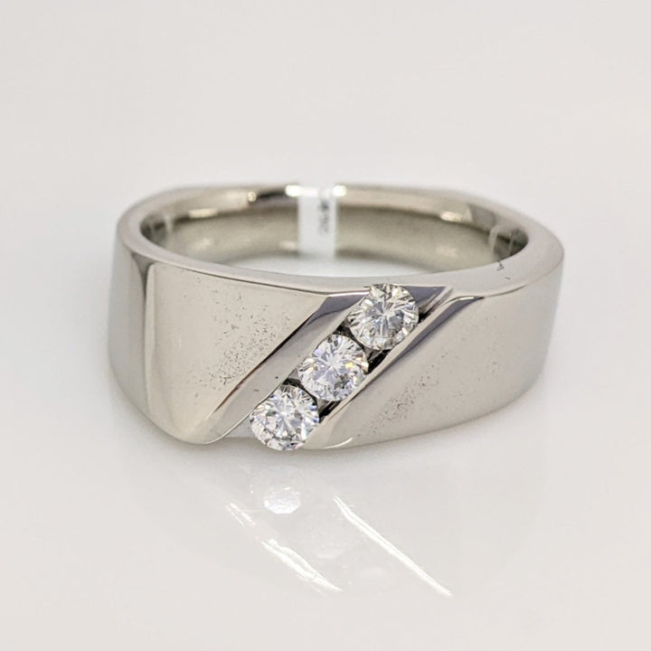 14K WHITE .54 CARAT TOTAL WEIGHT SI2 I DIAMOND ROUND (3) CHANNEL SET ESTATE BAND 16.4 GRAMS