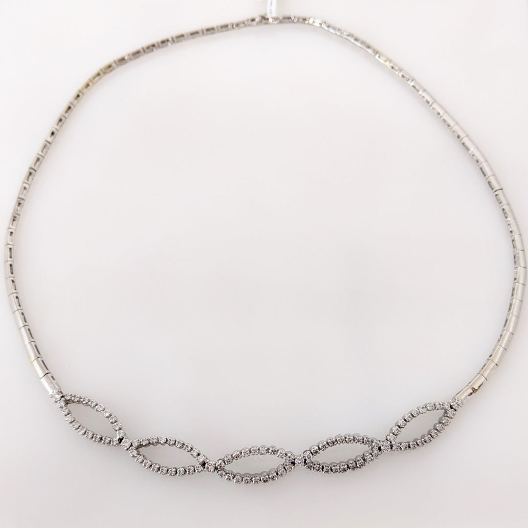 14K WHITE 1.14 CARAT TOTAL WEIGHT VS1 G DIAMOND ROUND (96) ESTATE NECKLACE 19.0 GRAMS