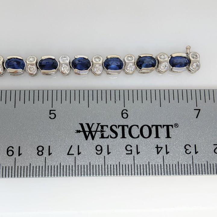 14K WHITE SAPPHIRE "AA" OVAL 5X7 (16) WITH 1.92 DIAMOND TOTAL WEIGHT ESTATE BRACELET 22.7 GRAMS