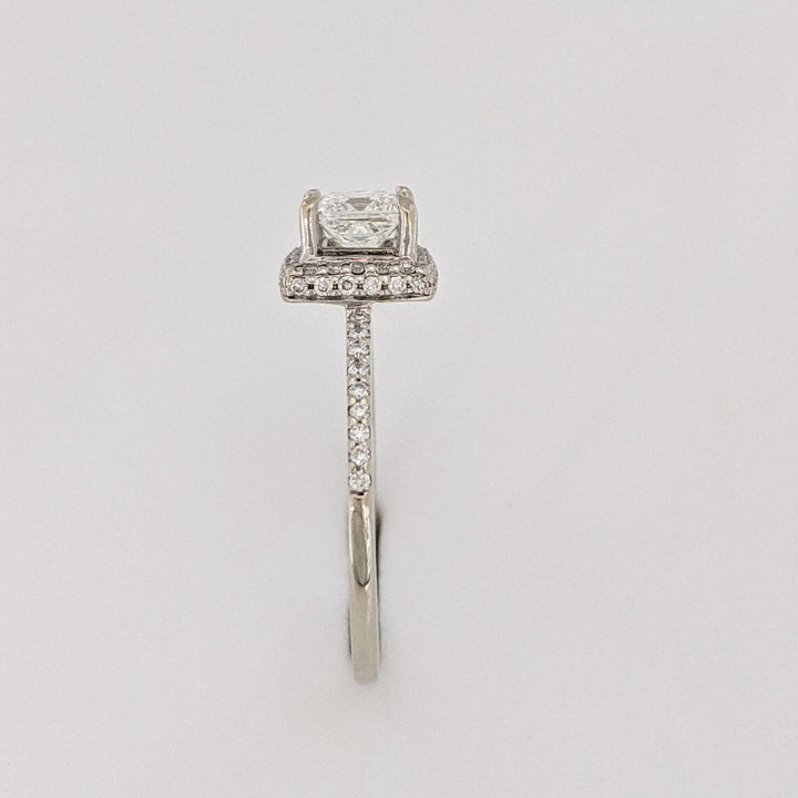 14K WHITE GOLD 1.00 CARAT TOTAL WEIGHT VS2 G DIAMOND PRINCESS CUT HALO ESTATE RING 2.6 GRAMS