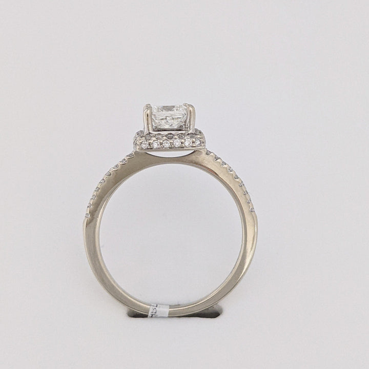 14K WHITE GOLD 1.00 CARAT TOTAL WEIGHT VS2 G DIAMOND PRINCESS CUT HALO ESTATE RING 2.6 GRAMS