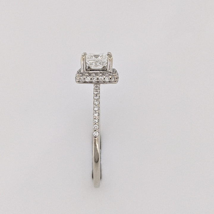 14K WHITE GOLD 1.00 CARAT TOTAL WEIGHT VS2 G DIAMOND PRINCESS CUT HALO ESTATE RING 2.6 GRAMS