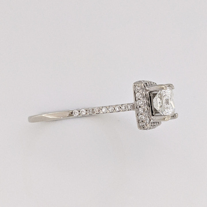 14K WHITE GOLD 1.00 CARAT TOTAL WEIGHT VS2 G DIAMOND PRINCESS CUT HALO ESTATE RING 2.6 GRAMS