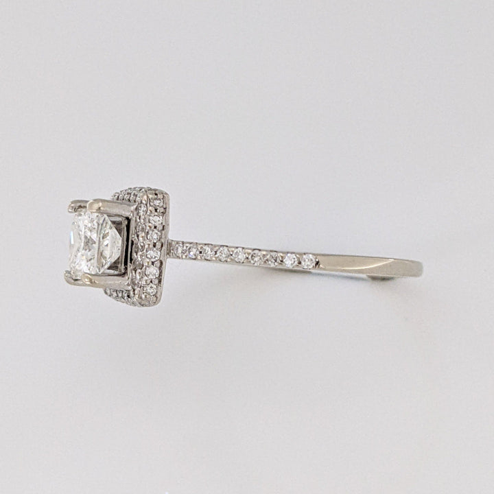 14K WHITE GOLD 1.00 CARAT TOTAL WEIGHT VS2 G DIAMOND PRINCESS CUT HALO ESTATE RING 2.6 GRAMS