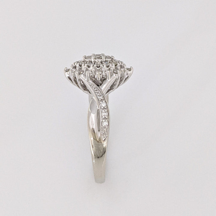 10K WHITE .22 CARAT TOTAL SI1 H DIAMOND ROUND (30) CLUSTER MARQUISE SHAPE ESTATE RING 3.0 GRAMS