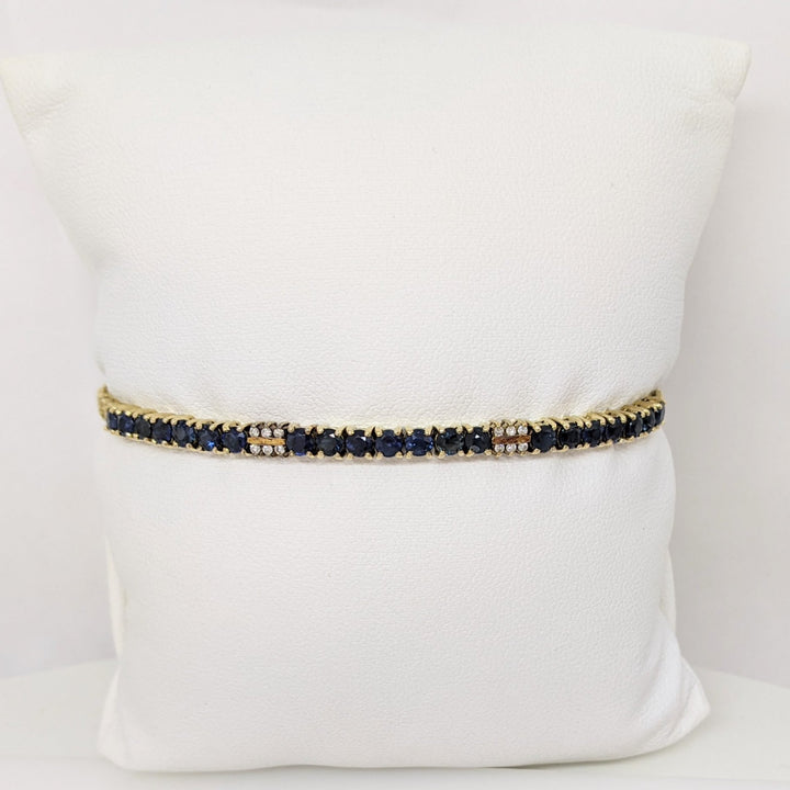 14K SAPPHIRE ROUND (21) WITH (12) MELEE ESTATE BRACELET 7.7 GRAMS
