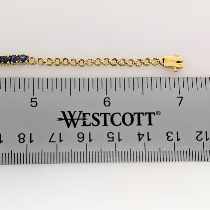 14K SAPPHIRE ROUND (21) WITH (12) MELEE ESTATE BRACELET 7.7 GRAMS
