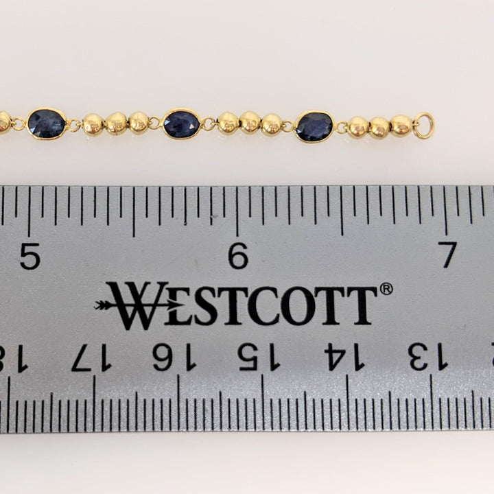 18K SAPPHIRE OVAL (10) 8.00 CARAT TOTAL WEIGHT BEZEL SET ESTATE BRACELET 2.9 GRAMS