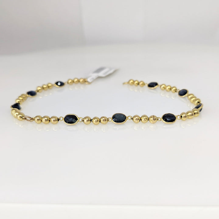 18K SAPPHIRE OVAL (10) 8.00 CARAT TOTAL WEIGHT BEZEL SET ESTATE BRACELET 2.9 GRAMS