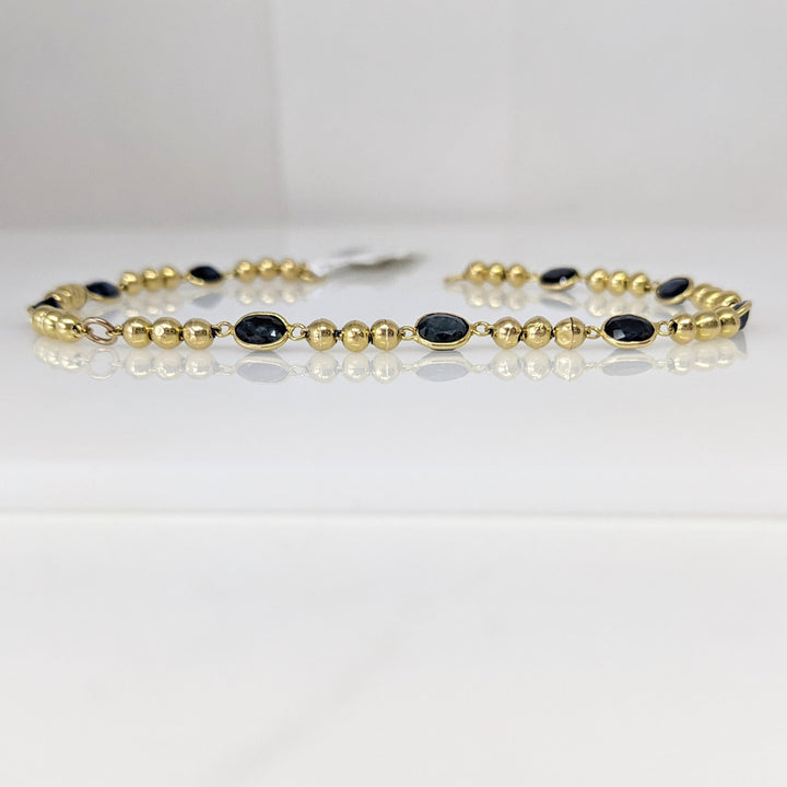 18K SAPPHIRE OVAL (10) 8.00 CARAT TOTAL WEIGHT BEZEL SET ESTATE BRACELET 2.9 GRAMS