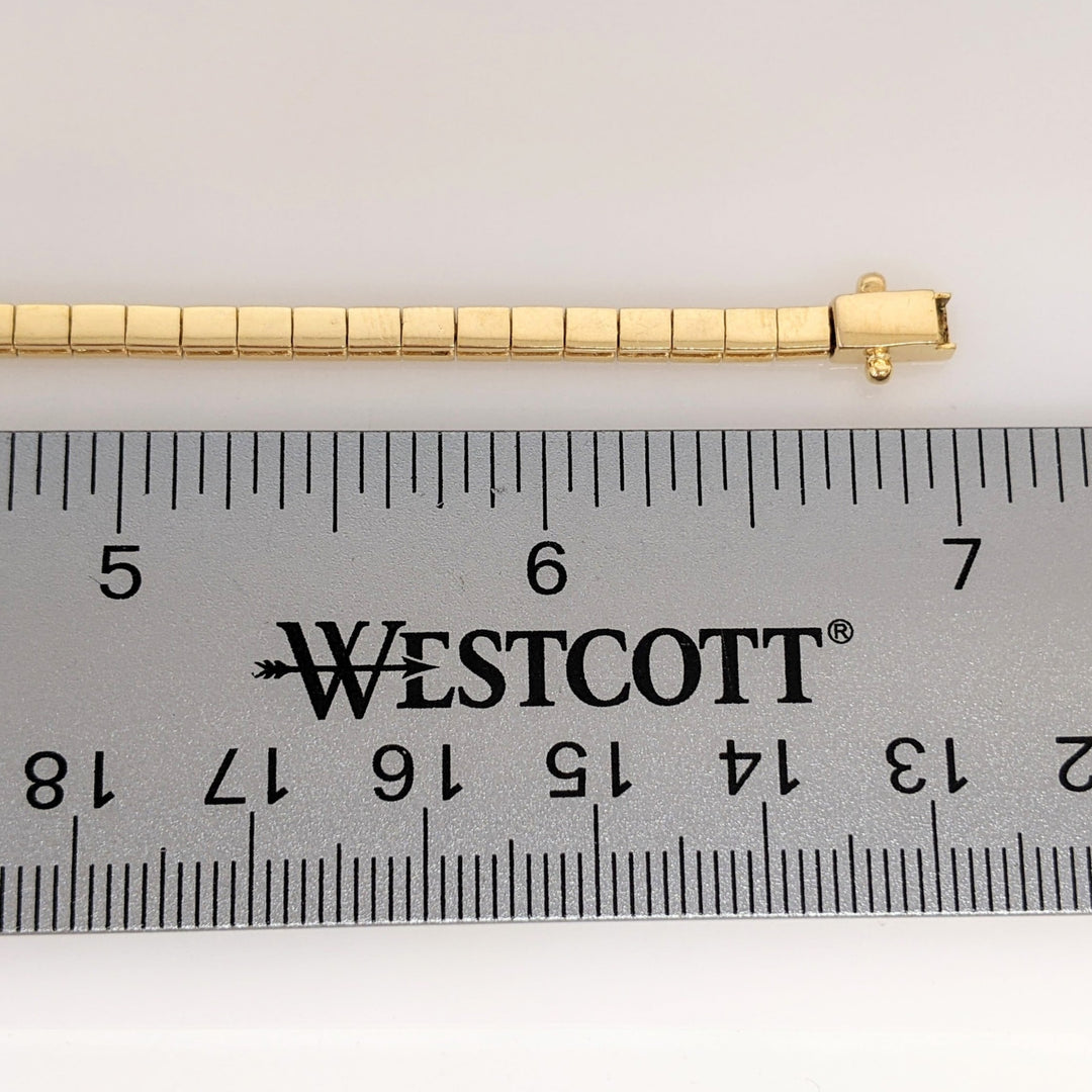 14K BLUE TOPAZ OVAL (7) 4X6 WITH (6) DIAMONDS ESTATE BRACELET 10.7 GRAMS