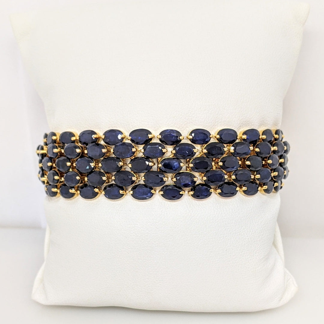 14K SAPPHIRE OVAL (124) 4X6 ESTATE BRACELET 37.5 GRAMS