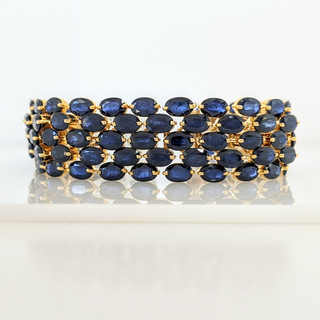 14K SAPPHIRE OVAL (124) 4X6 ESTATE BRACELET 37.5 GRAMS