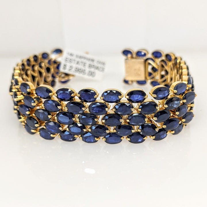 14K SAPPHIRE OVAL (124) 4X6 ESTATE BRACELET 37.5 GRAMS