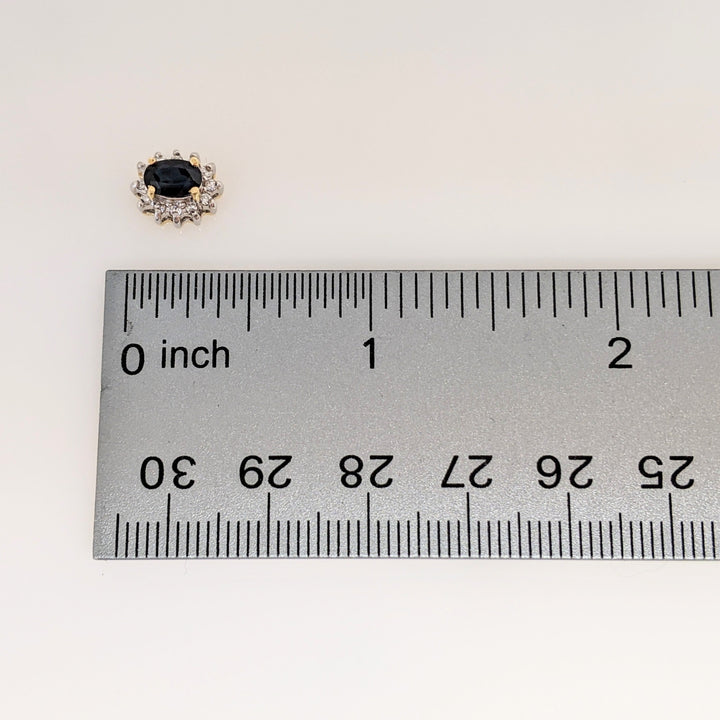 14K SAPPHIRE OVAL 4X6 WITH (24) MELEE HALO ESTATE EARRINGS 2.5 GRAMS