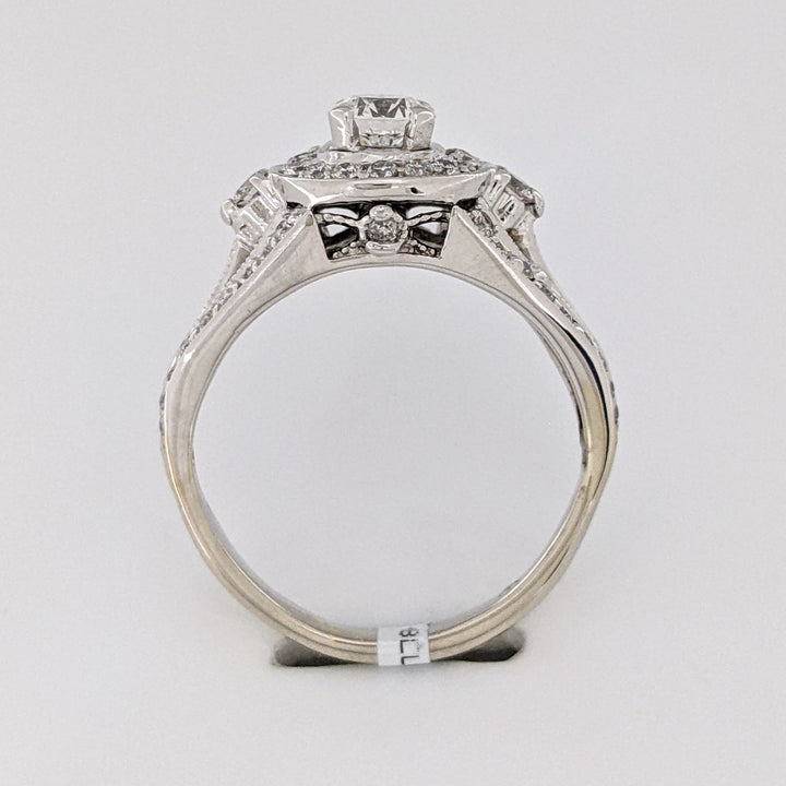 14K WHITE 1.20 CARAT TOTAL WEIGHT SI1 H-I DIAMOND ROUND (54) ESTATE RING 4.9 GRAMS