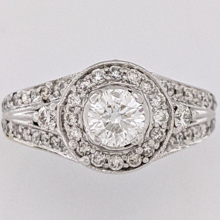 14K WHITE 1.20 CARAT TOTAL WEIGHT SI1 H-I DIAMOND ROUND (54) ESTATE RING 4.9 GRAMS