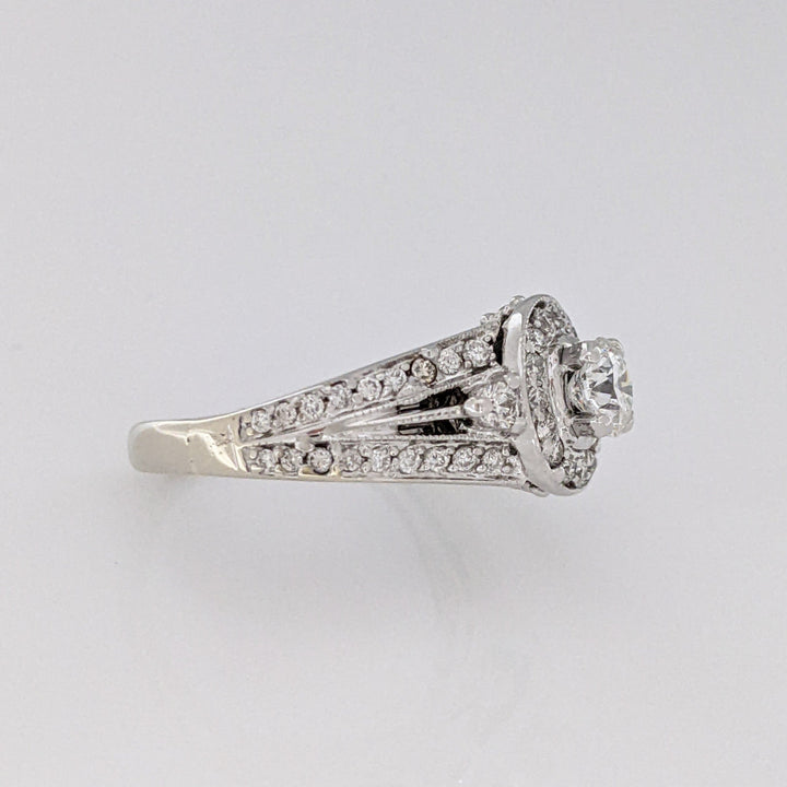 14K WHITE 1.20 CARAT TOTAL WEIGHT SI1 H-I DIAMOND ROUND (54) ESTATE RING 4.9 GRAMS