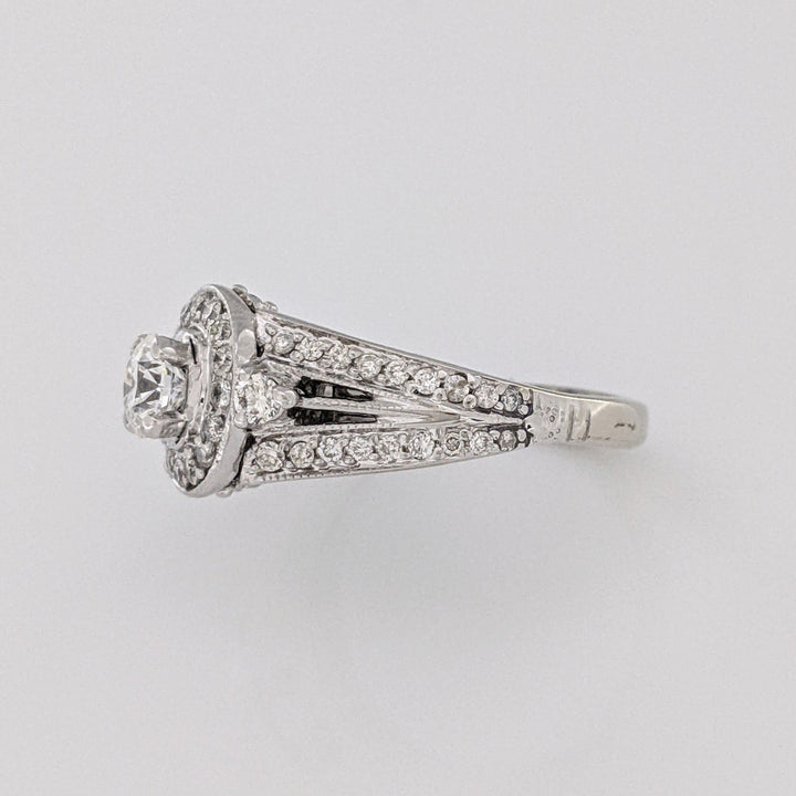14K WHITE 1.20 CARAT TOTAL WEIGHT SI1 H-I DIAMOND ROUND (54) ESTATE RING 4.9 GRAMS