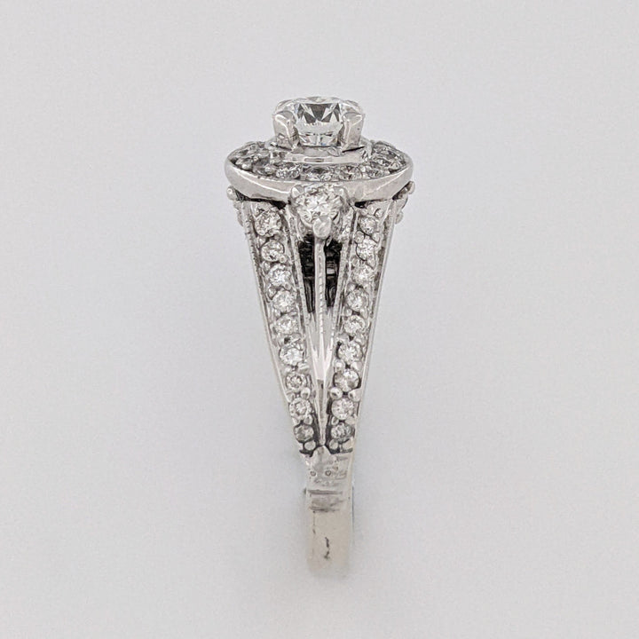 14K WHITE 1.20 CARAT TOTAL WEIGHT SI1 H-I DIAMOND ROUND (54) ESTATE RING 4.9 GRAMS