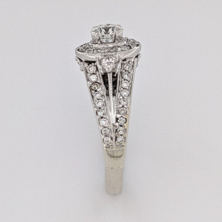 14K WHITE 1.20 CARAT TOTAL WEIGHT SI1 H-I DIAMOND ROUND (54) ESTATE RING 4.9 GRAMS