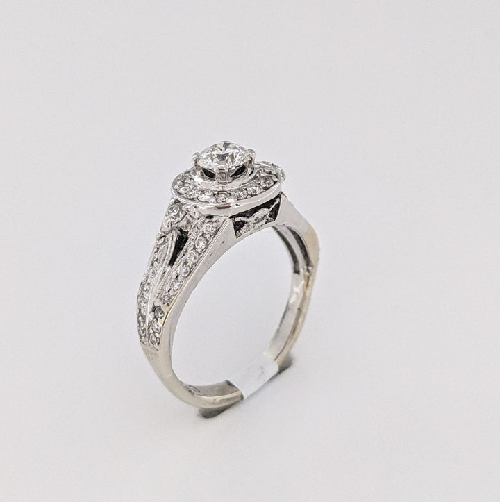 14K WHITE 1.20 CARAT TOTAL WEIGHT SI1 H-I DIAMOND ROUND (54) ESTATE RING 4.9 GRAMS