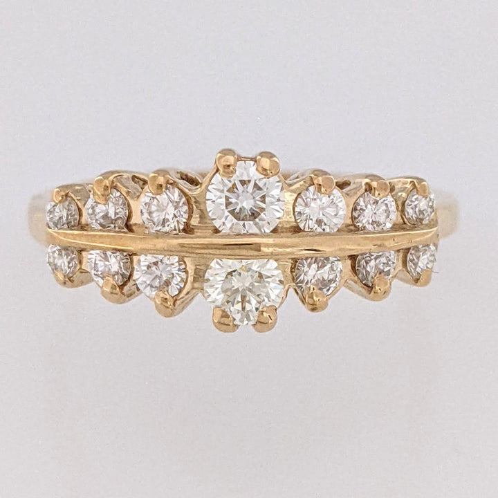 14K .61 CARAT TOTAL WEIGHT SI1 K DIAMOND ROUND (14) ESTATE RING 3.8 GRAMS