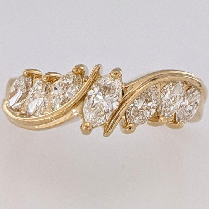 14K 1.01 CARAT TOTAL WEIGHT SI I (7) MARQUISE DIAMOND ESTATE BAND 5.4 GRAMS