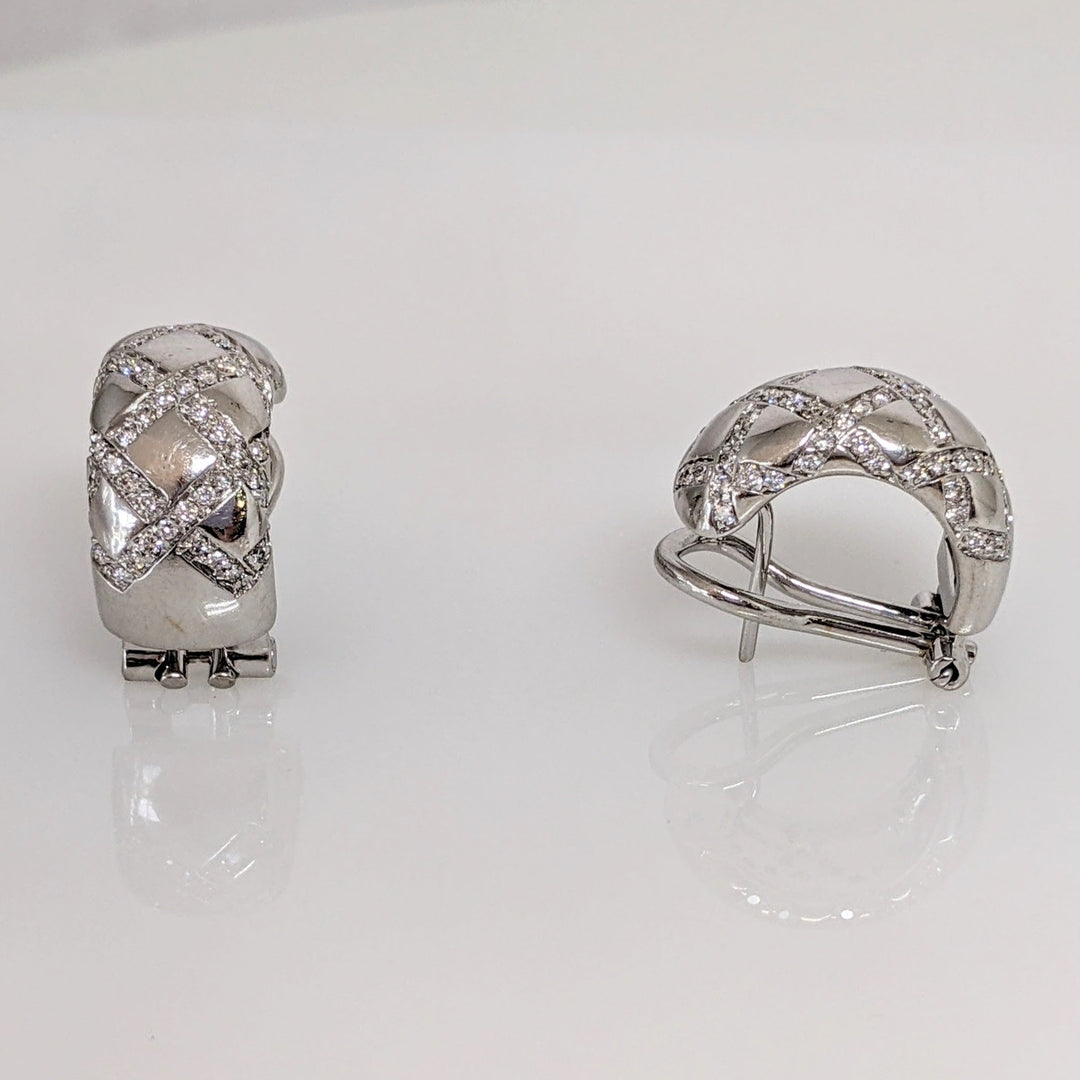 18K WHITE 1.44 CARAT TOTAL WEIGHT VS2 H DIAMOND ROUND (144) ESTATE EARRINGS 12.8 GRAMS
