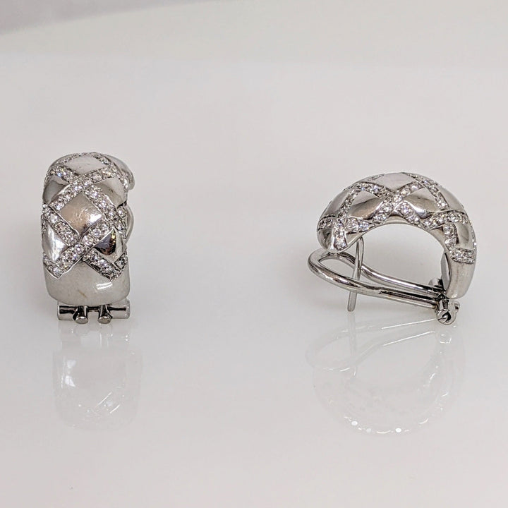 18K WHITE 1.44 CARAT TOTAL WEIGHT VS2 H DIAMOND ROUND (144) ESTATE EARRINGS 12.8 GRAMS