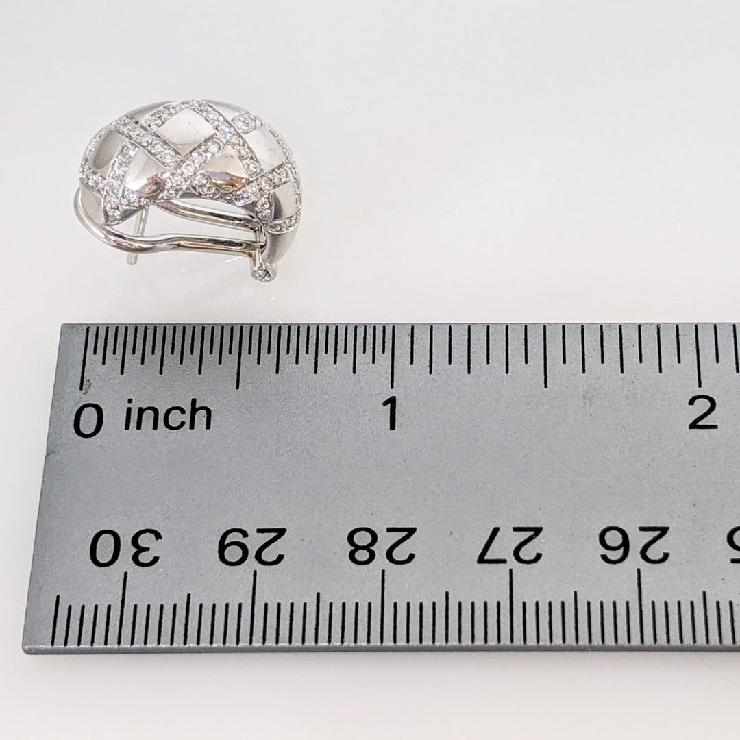 18K WHITE 1.44 CARAT TOTAL WEIGHT VS2 H DIAMOND ROUND (144) ESTATE EARRINGS 12.8 GRAMS