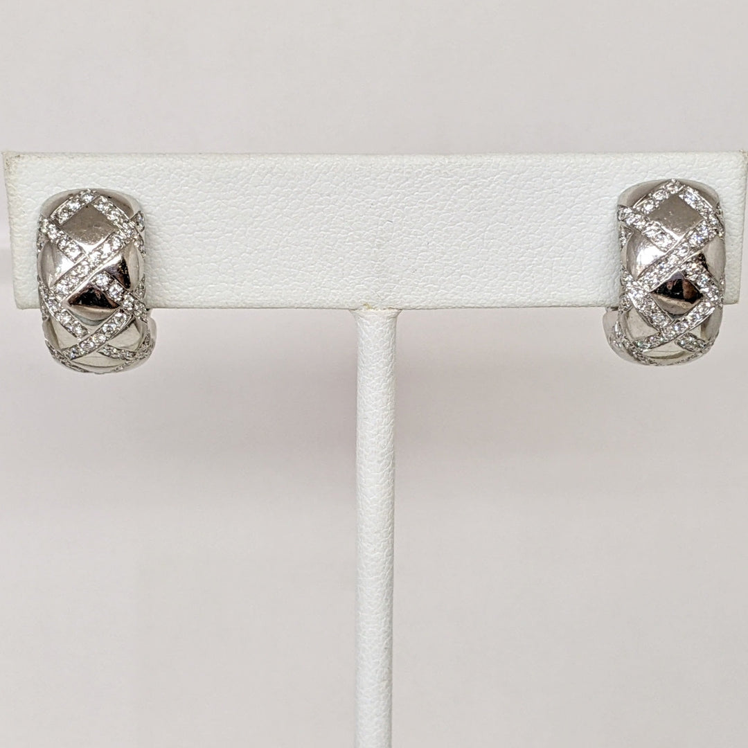18K WHITE 1.44 CARAT TOTAL WEIGHT VS2 H DIAMOND ROUND (144) ESTATE EARRINGS 12.8 GRAMS