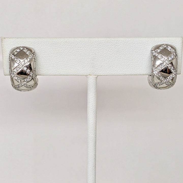 18K WHITE 1.44 CARAT TOTAL WEIGHT VS2 H DIAMOND ROUND (144) ESTATE EARRINGS 12.8 GRAMS