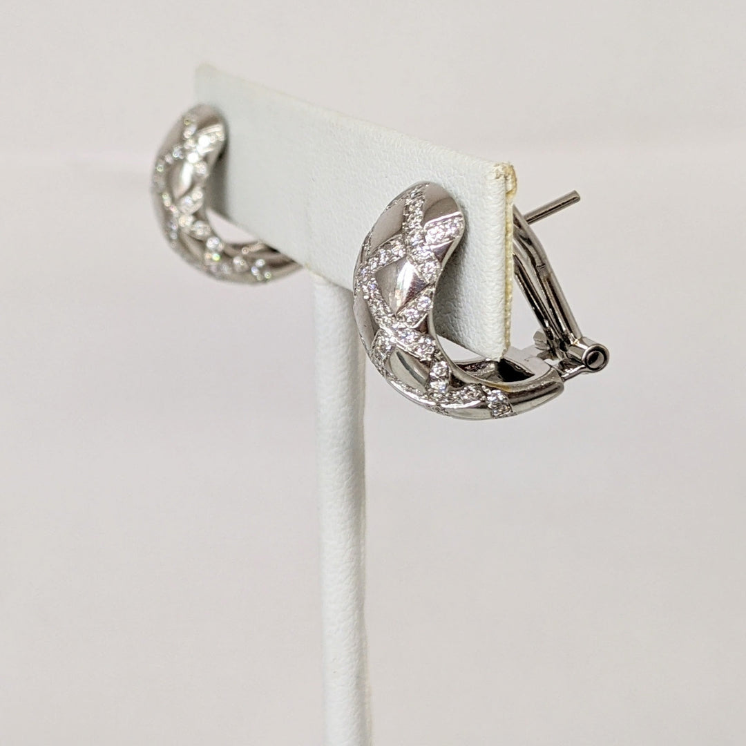 18K WHITE 1.44 CARAT TOTAL WEIGHT VS2 H DIAMOND ROUND (144) ESTATE EARRINGS 12.8 GRAMS