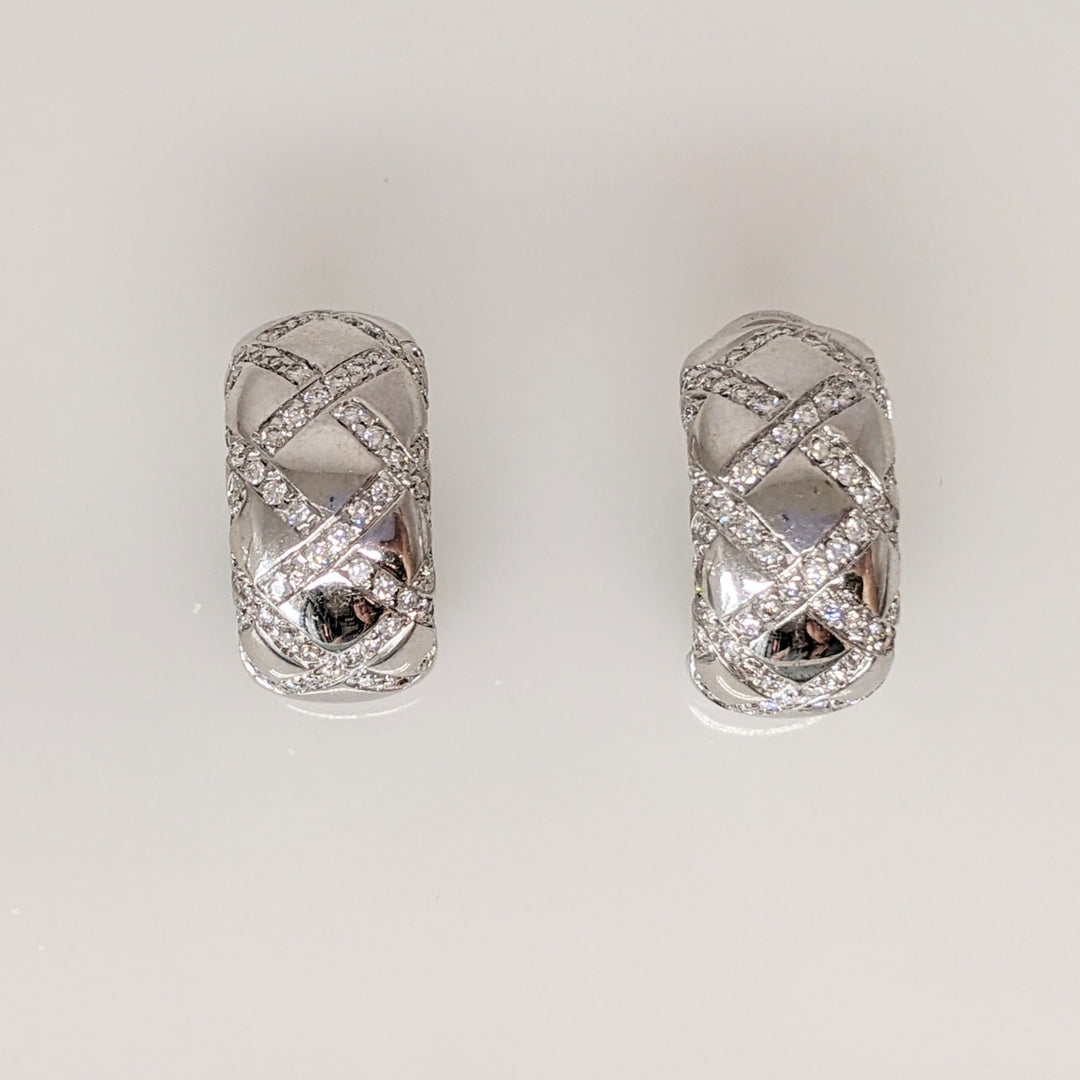 18K WHITE 1.44 CARAT TOTAL WEIGHT VS2 H DIAMOND ROUND (144) ESTATE EARRINGS 12.8 GRAMS