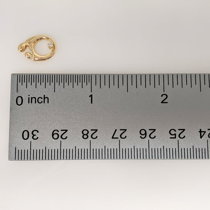 14K MOTHER/CHILD WITH MELEE STUD ESTATE EARRINGS 2.2 GRAMS