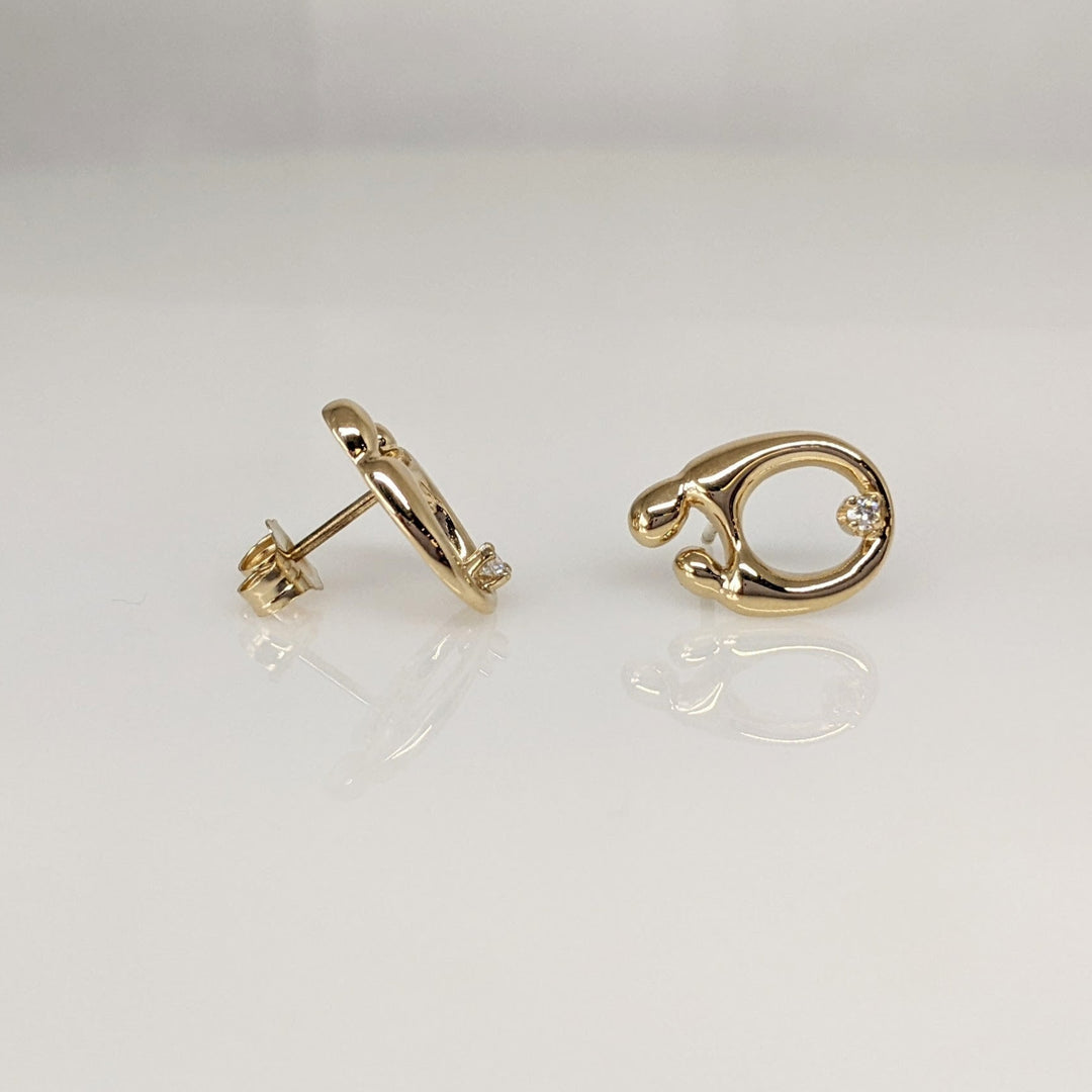 14K MOTHER/CHILD WITH MELEE STUD ESTATE EARRINGS 2.2 GRAMS